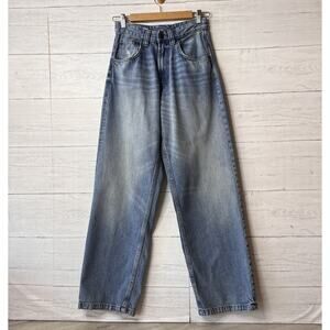 Zara Jeans Womens Size 28 Medium Wash Ultra High Rise Wide Leg Cotton Blend